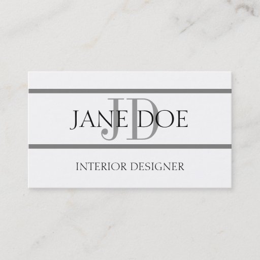 Customizable Interior Designer Stripe W/W Business Card Template