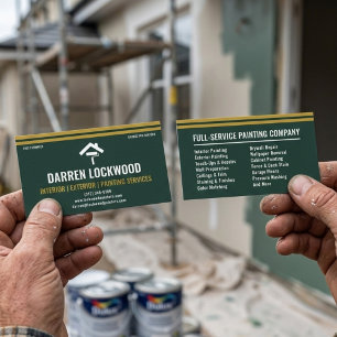Interior Exterior Painter Forest Green and Gold Business Card