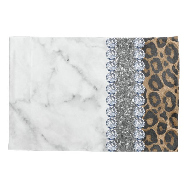 Interior Glitter Chic Gold Home Rose Leopard Pillow Case (Back)