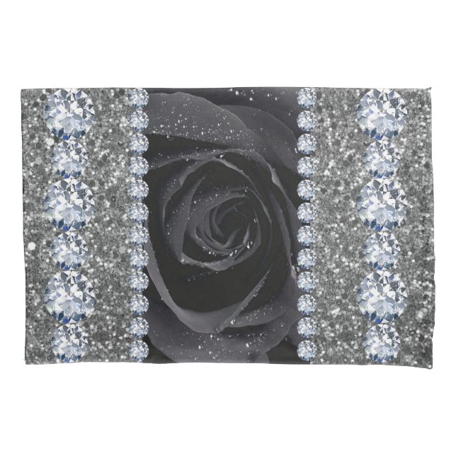 Interior Glitter Chic Silver Home Rose Marble Pillow Case (Front)