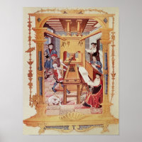 Interior of a 16th century printing works poster