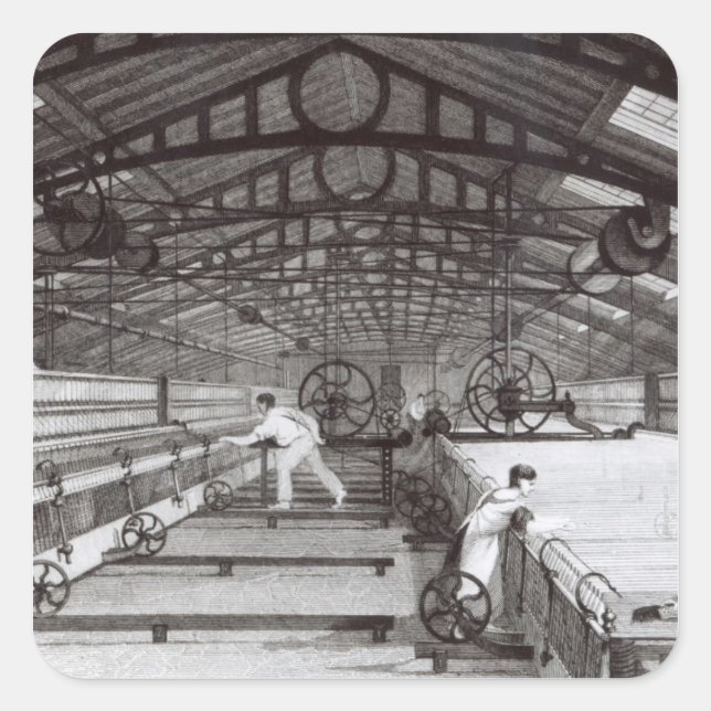 Interior of a Cotton Mill Square Sticker (Front)