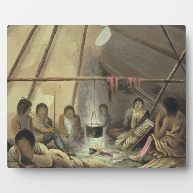 Interior of a Cree Indian Tent, March 25th 1820, f Plaque (Front)