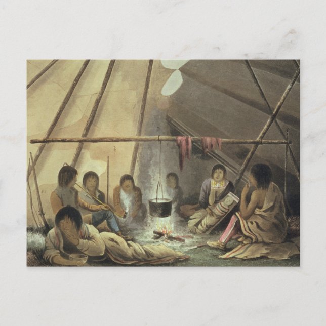 Interior of a Cree Indian Tent, March 25th 1820, f Postcard (Front)
