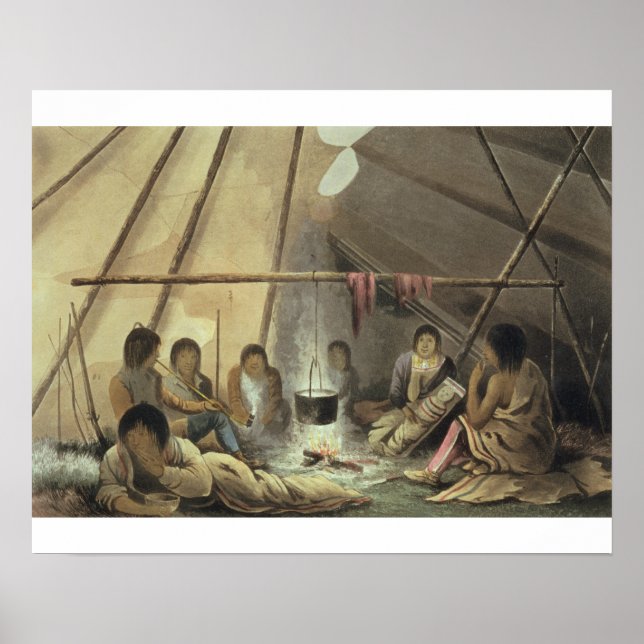 Interior of a Cree Indian Tent, March 25th 1820, f Poster (Front)