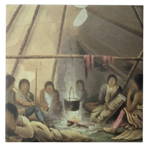 Interior of a Cree Indian Tent, March 25th 1820, f Tile