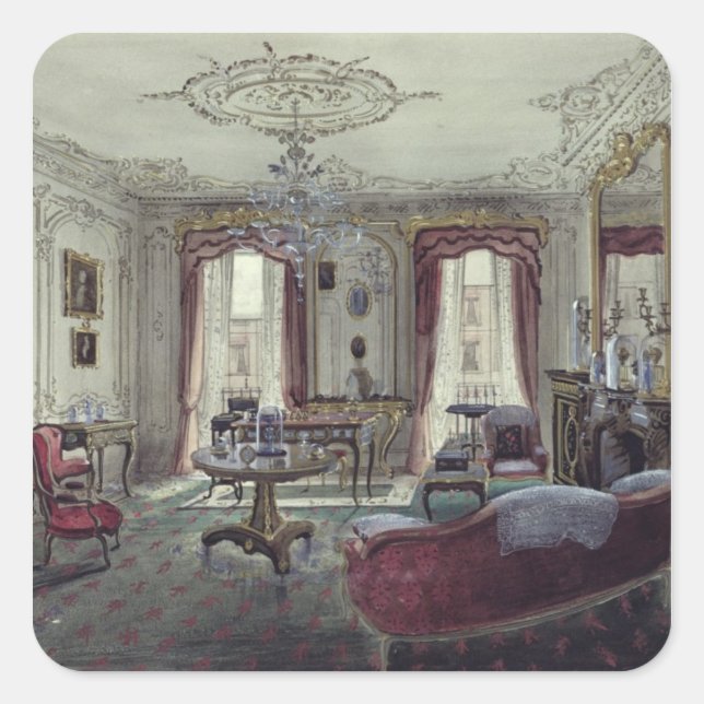 Interior of a drawing room square sticker (Front)