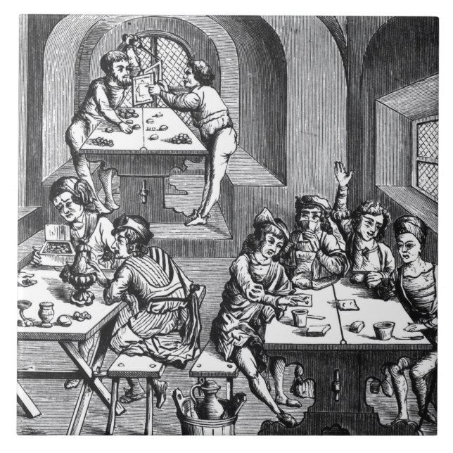Interior of a hostelry, after a woodcut in a folio tile (Front)