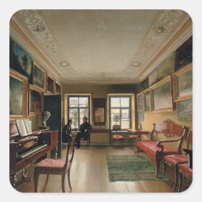 Interior of a Manor House, 1830s Square Sticker (Front)
