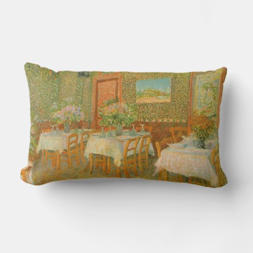 Interior of a Restaurant by Vincent van Gogh Lumbar Pillow
