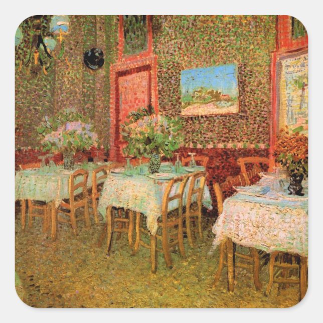 Interior of a Restaurant by Vincent van Gogh Square Sticker (Front)
