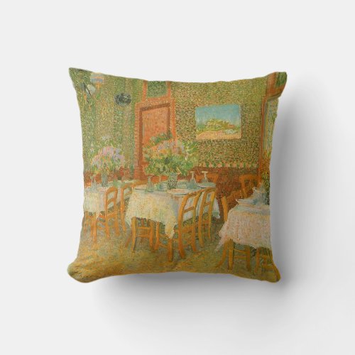 Interior of a Restaurant by Vincent van Gogh Throw Pillow