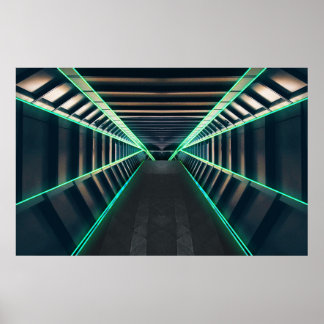 Interior of a Sci-Fi Spaceship Corridor Poster