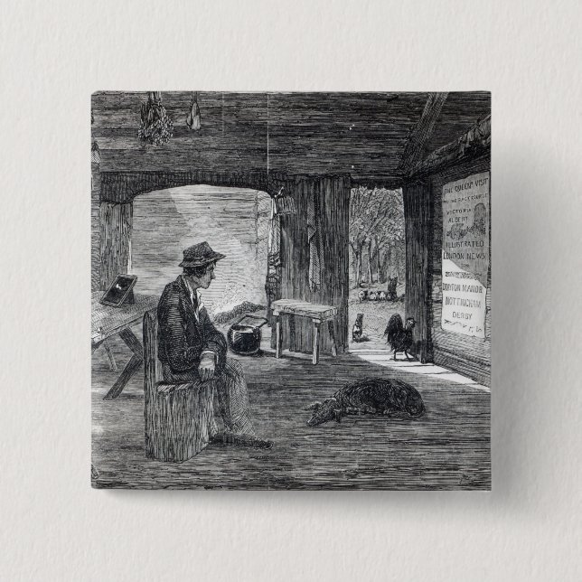 Interior of a settler's hut in Australia Pinback Button (Front)
