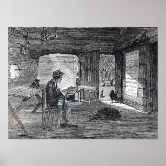 Interior of a settler's hut in Australia Poster (Front)