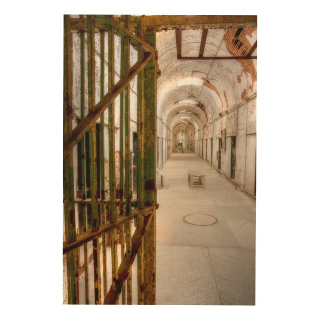 Interior Of Abandoned Prison Wood Wall Art (Front)