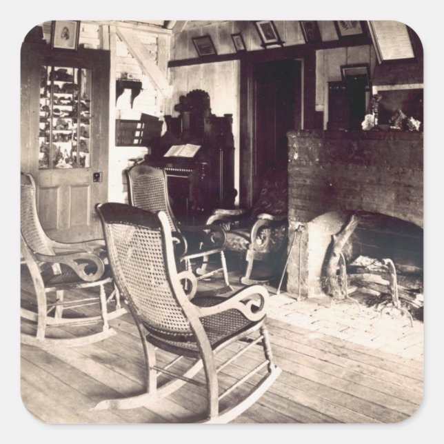 Interior of an American wooden shack, c.1880s (pho Square Sticker (Front)