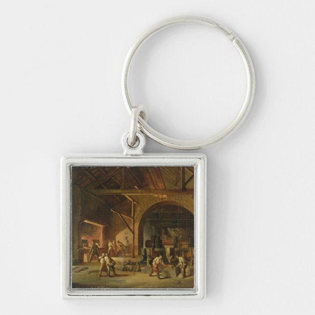 Interior of an Ironworks, 1850 (oil on canvas) Keychain (Front)
