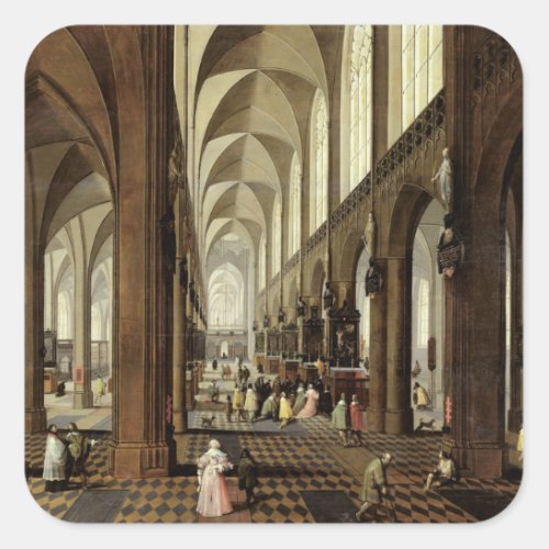 Interior of Antwerp Cathedral c1650 Square Sticker