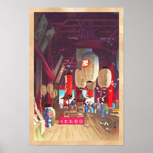 Interior of Asakusa Kannon Temple Narazaki Eisho Poster (Front)