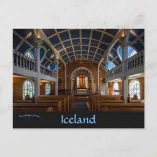 Interior of Blue Church in Seyðisfjörður Iceland Postcard