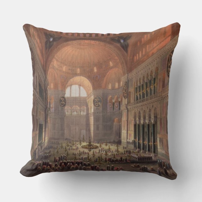 Interior of Haghia Sophia, Constantinople, pub. 18 Throw Pillow (Front)