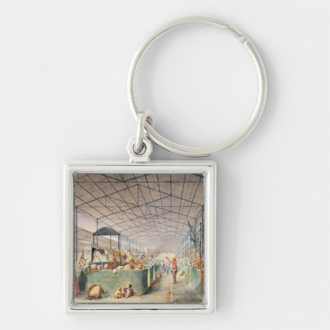 Interior of Les Halles, 1835 Keychain (Front)