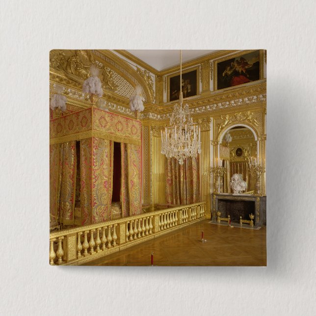 Interior of Louis XIV's bedroom, 1701-23 Pinback Button (Front)