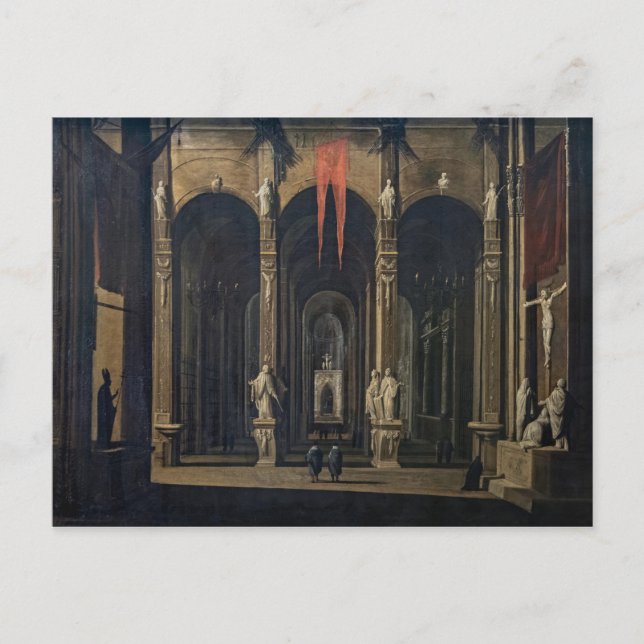 Interior of Naples Church French Baroque Painting Postcard (Front)