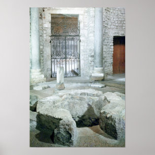 Interior of octagonal baptistery of cathedral poster