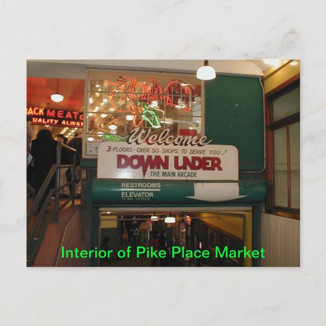 Interior of Pike Place Market Seattle, WA Postcard (Front)