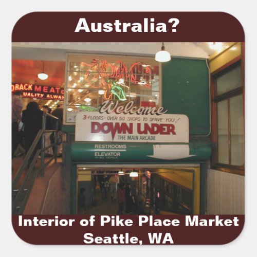Interior of Pike Place Market Seattle WA Square Sticker