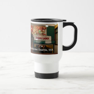 Interior of Pike Place Market Seattle, Washington Travel Mug