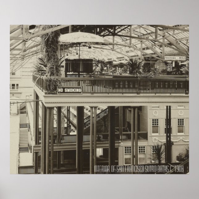 Interior of San Francisco Sutro Baths 1908 Poster (Front)