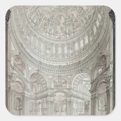 Interior of StPauls Cathedral 1817 Square Sticker