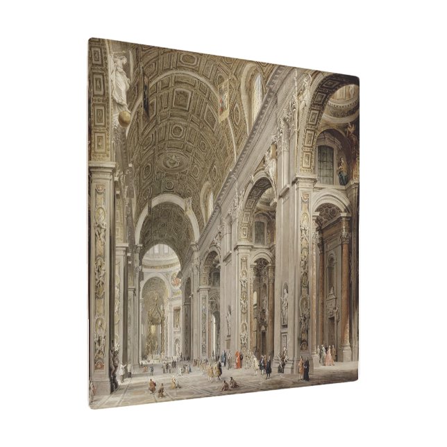 Interior of St Peter's Basilica in Rome Metal Print (Angled)