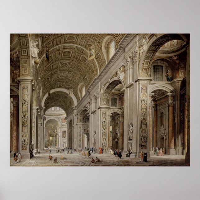 Interior of St Peter's Basilica in Rome Poster (Front)