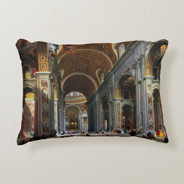 Interior of St. Peter's Basilica, Rome Accent Pillow (Front)