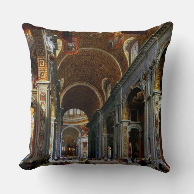 Interior of St. Peter's Basilica, Rome Throw Pillow (Front)
