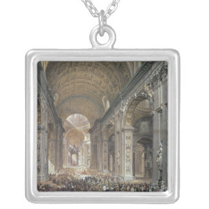 Interior of St. Peter's, Rome, 1867 Silver Plated Necklace