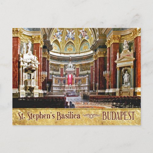 Interior of St Stephens Basilica in Budapest Postcard