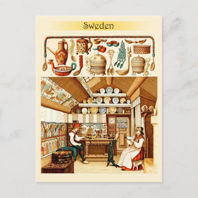 Interior of Swedish House (furniture and cookware) Postcard (Front)