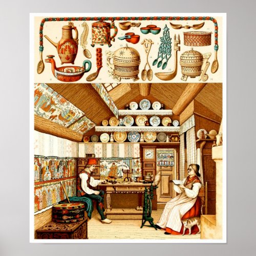 Interior of Swedish House furniture and cookware Poster