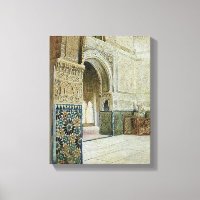 Interior of the Alhambra, Granada (w/c) Canvas Print (Front)