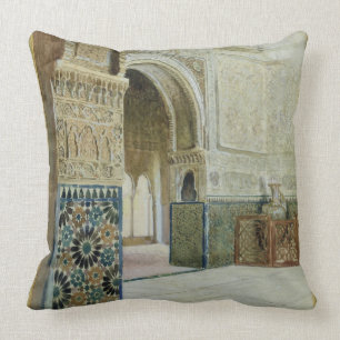 Interior of the Alhambra, Granada (w/c) Throw Pillow