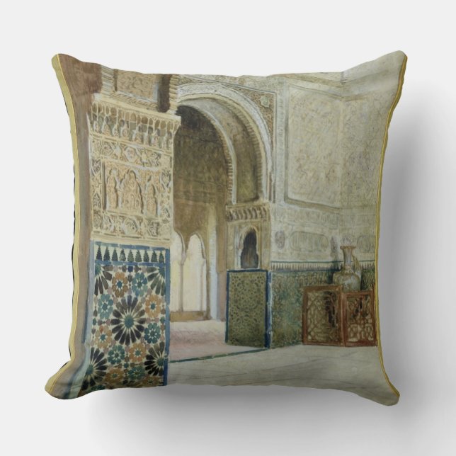 Interior of the Alhambra, Granada (w/c) Throw Pillow (Front)