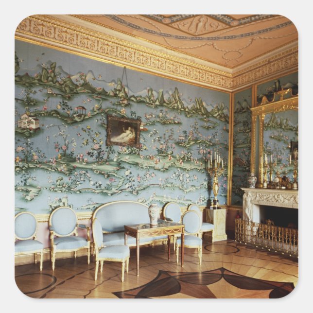 Interior of the Chinese Blue Drawing Room Square Sticker (Front)