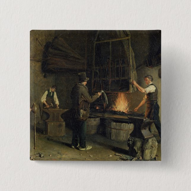 Interior of the Forge, 1837 Button (Front)