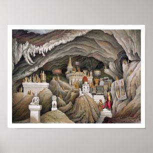 Interior of the grotto of Nam Hou, Laos, from 'Atl Poster