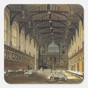 Interior of the Hall of Christ Church, illustratio Square Sticker